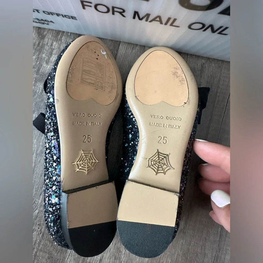 Charlotte Olympia INCY OLIVIA toddler Flats Blue GLITTER  Mary Jane 25